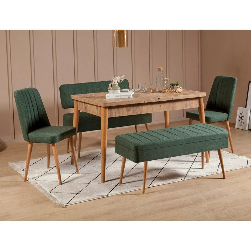 Set masă și scaune extensibile (5 bucăți) Vina 0701 - 4 -nAnthracite,nAtlantic Extendable Dining Table & Chairs Set 15, Stejar, 129x80x75 cm - Stejar