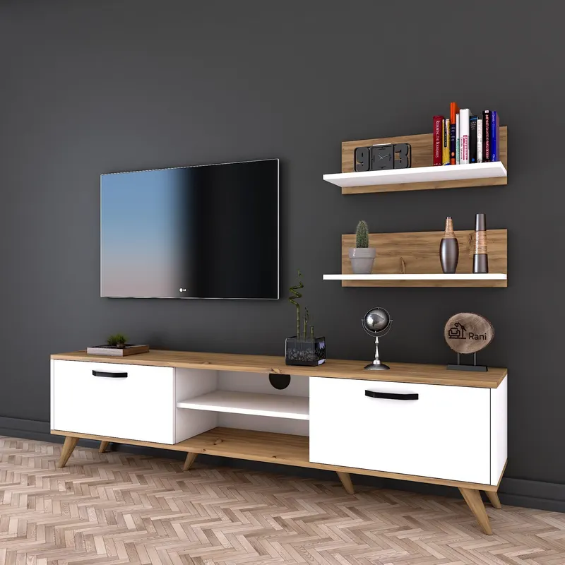 Comoda TV Bade, Alb, 180x49x35 cm - Alb
