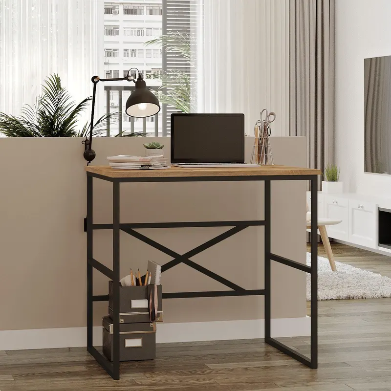 Birou Eleva Small cadru metal, Stejar, 80 x 75 x 60 cm - Stejar