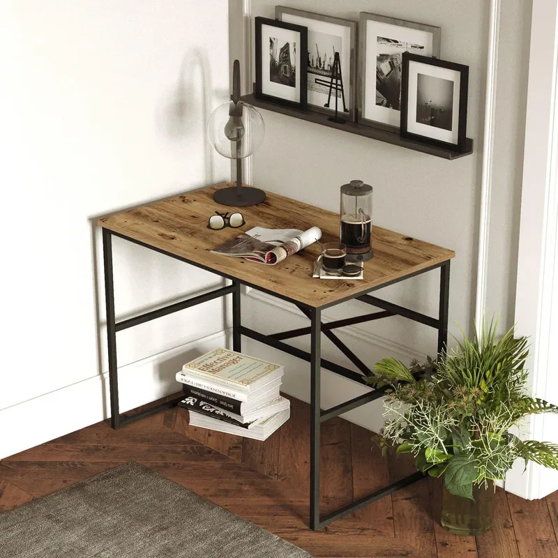 Birou Doina Mediu cadru metal, Stejar, 100 x 75 x 60 cm - Stejar