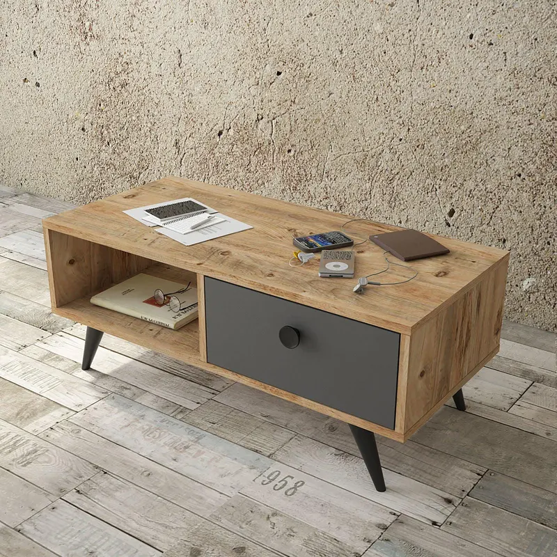 Masuta Cafea Cafesa Antracit - Stejar - Negru, 96 x 39 x 45 cm - Stejar