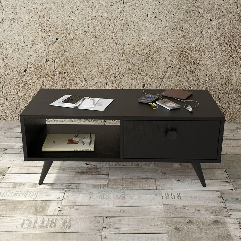 Masuta Cafea Cafesa Antracit - Stejar - Negru, 96 x 39 x 45 cm - Negru