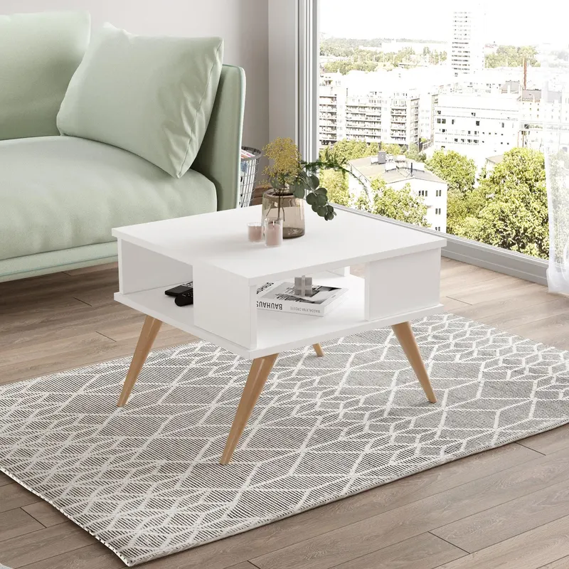 Masuta Cafea Scandivav Lux Qaffo, Alb, 58 x 43 x 58 cm - Alb