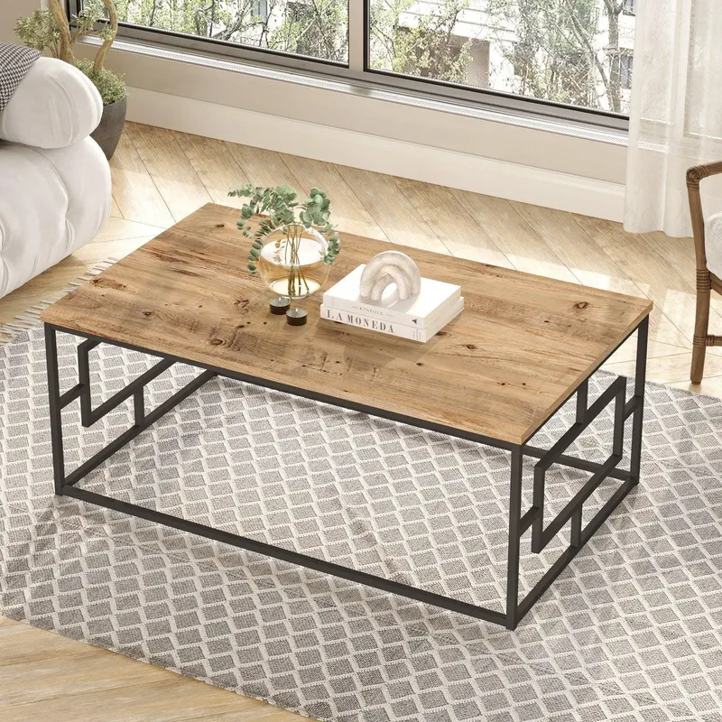 Masuta de cafea Sekiz, Cadru metal, Alb - Crem, 100 x 40 x 60 cm - Crem
