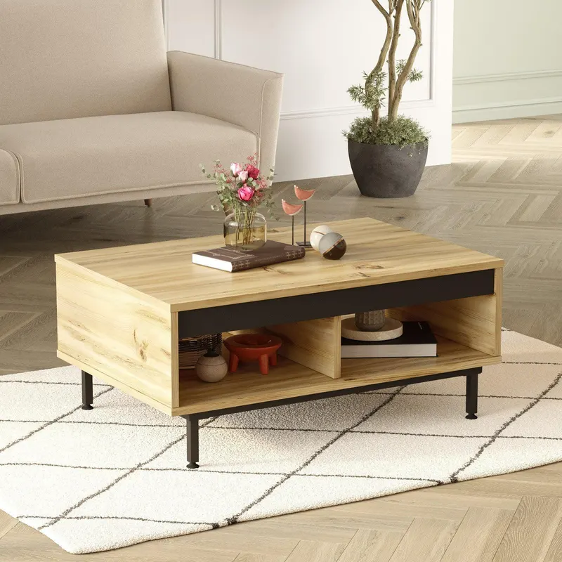 Masuta de cafea Scandivav Stockholm , Stejar - Gri , 90 x 38 x 60 cm - Stejar