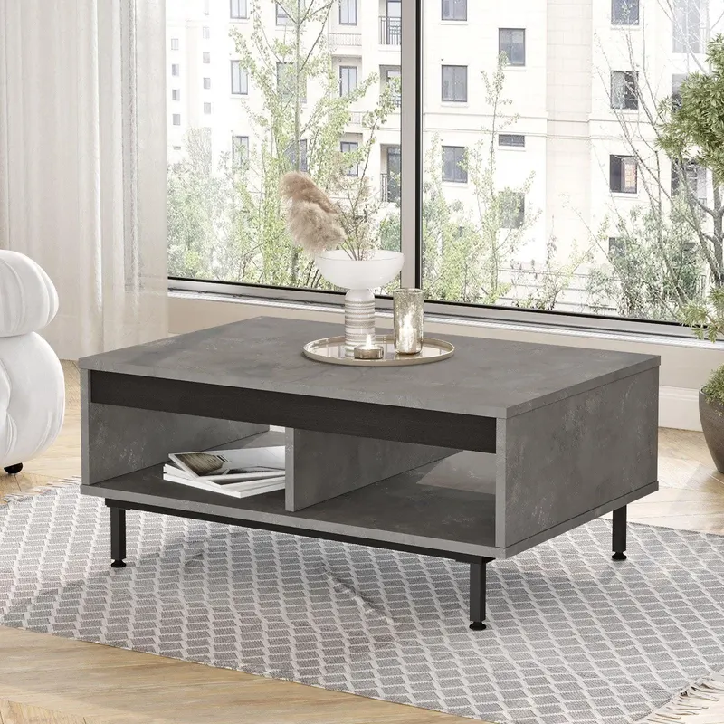 Masuta de cafea Scandivav Stockholm , Stejar - Gri , 90 x 38 x 60 cm - Gri