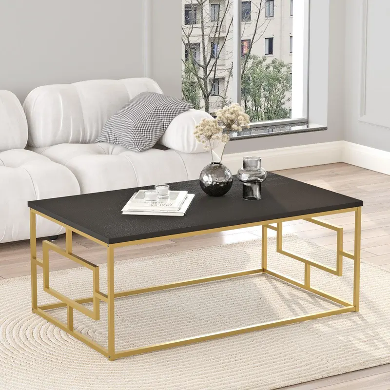 Masuta de cafea Sufragerie Lux, Alb - Negru - Aur -  Crem, 100 x 40 x 60 cm - Negru