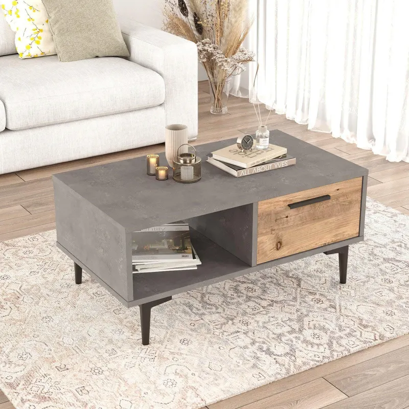 Masuta de cafea Kasap Litoral, Gri - Stejar,  90 x 41 x 51 cm - Stejar
