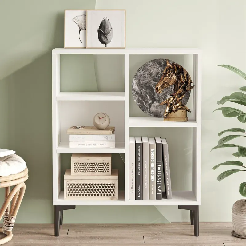 Biblioteca Valide cu 5 rafturi,  69 x 88 x 25 cm - Alb