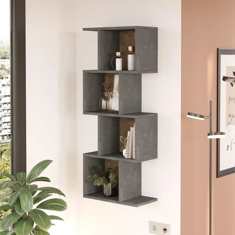Biblioteca Cute 4 rafturi , Gri, 50 x 125 x 25 cm - Multicolor