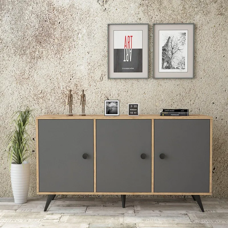 Consolă Holter, 143x79x40 cm - Gri