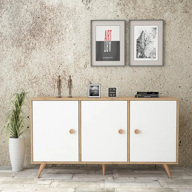 Consolă Holter, 143x79x40 cm - Alb