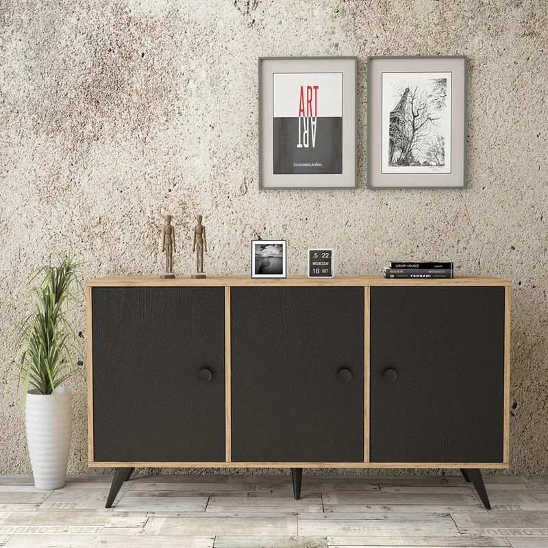 Consolă Holter, 143x79x40 cm - Negru