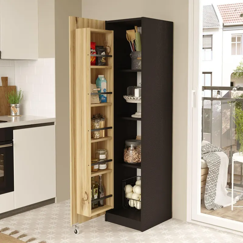 Dulap Bucatarie Elegant Gaus pentru Snackuri si Legume , Usa cu Rafturi, 41.7x44.3x176.4 cm - Natur