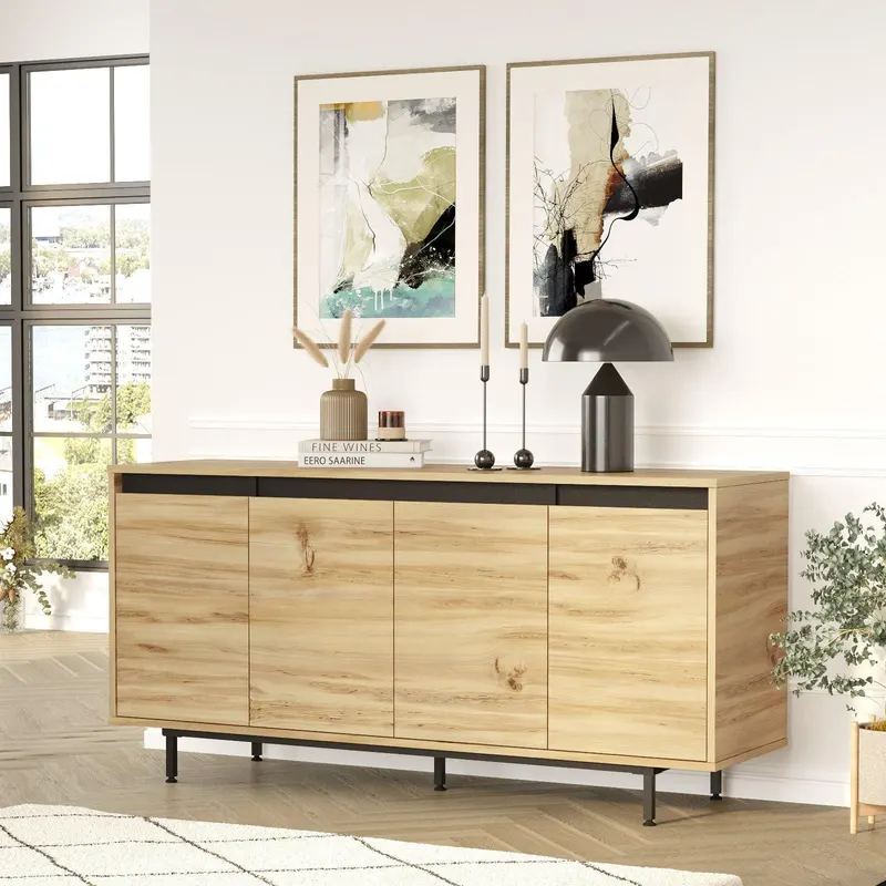 Consola Birou - Sufragerie Schoroder, Stejar - Gri, 160 x 76 x 45 cm - Stejar
