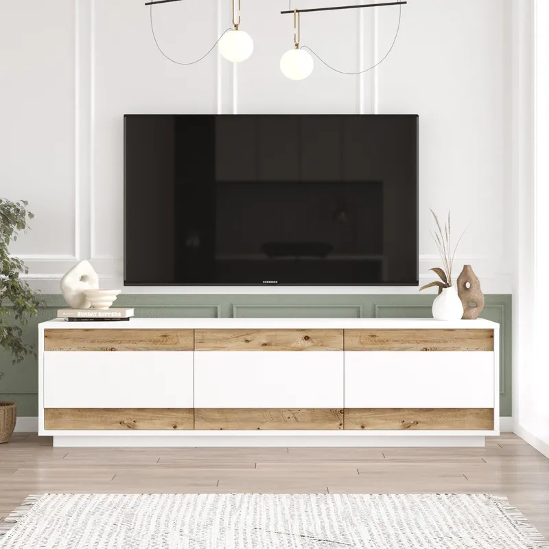 Comoda TV Vizu, 180x49x45 cm - Alb