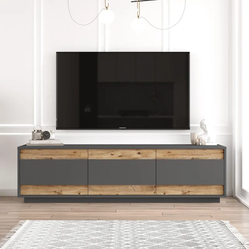 Comoda TV Vizu, 180x49x45 cm - Gri