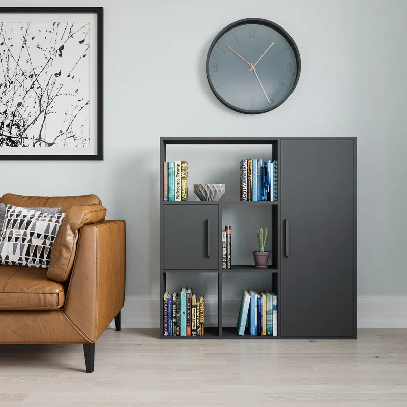 Biblioteca Aygt, Gri, 120x124x25 cm - Gri