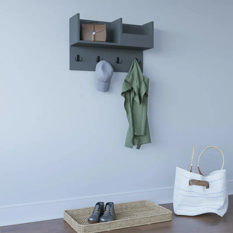 Cuier Antonia cu Raft, 72 X 44 X 24 Cm - Gri