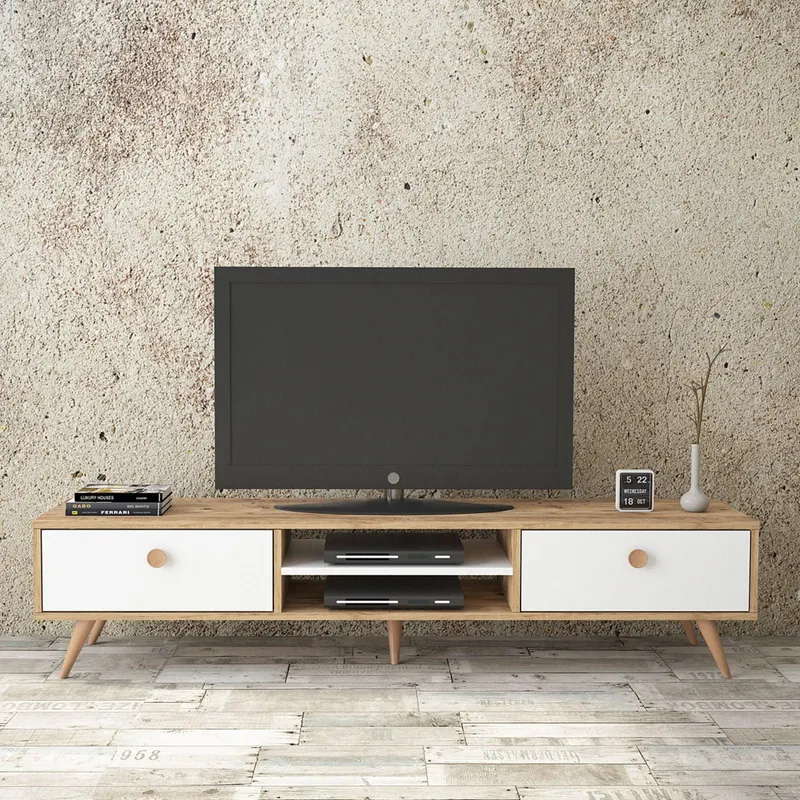 Comoda TV Tevesa, 175x39x40 cm - Alb