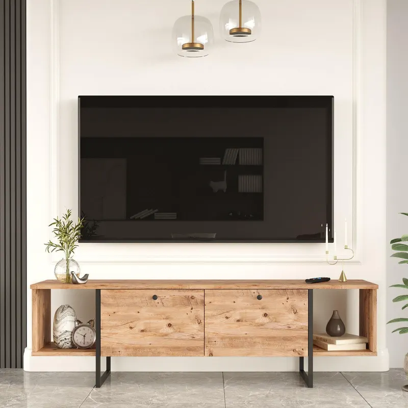 COMODA TV VG30 TV Stand, Alb, 40x48x160 cm - Stejar