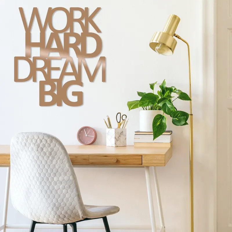 Decoratiune de perete Metal Work Hard Dream Big, 70x1x65 cm - Multicolor
