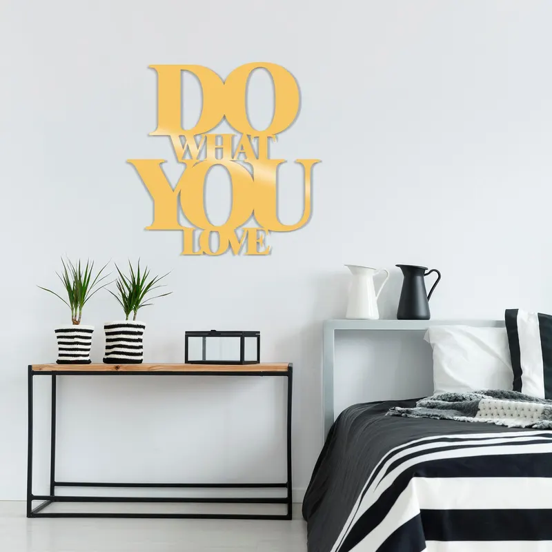 Decoratiune de perete Metal Do What You Love,  70x70 cm - Auriu
