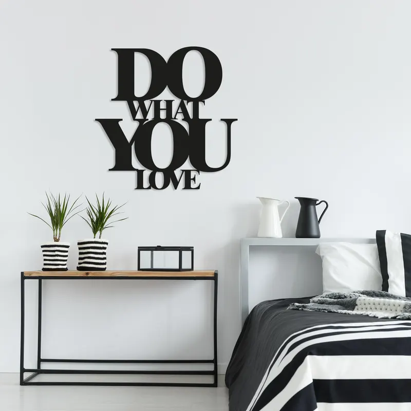 Decoratiune de perete Metal Do What You Love,  70x70 cm - Negru