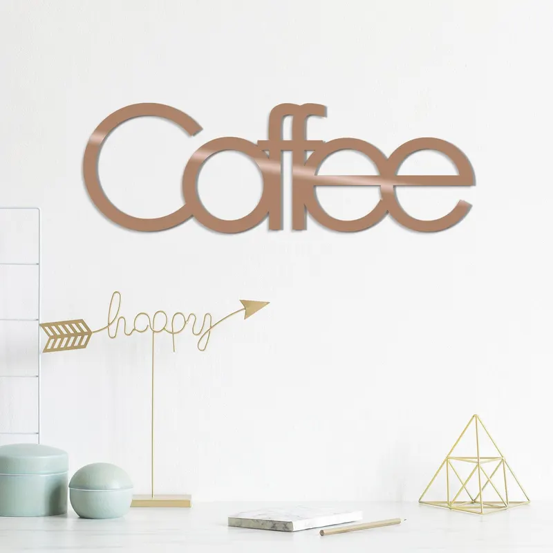 Decoratiune de perete Metal wantCoffee, Negru, 17x1x50 cm - Multicolor