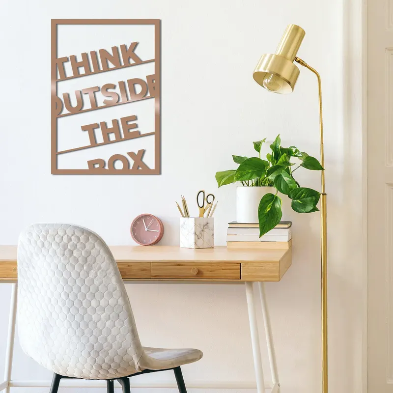 Decoratiune de perete Metal Thınk Outsıde The Box_note, Cupru, 50x1x35 cm - Multicolor