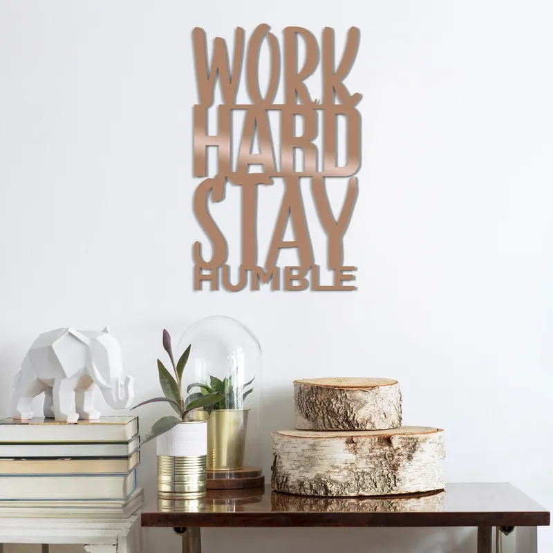 Decoratiune de perete Metal Work Hard Stay Humble-star, Negru, 50x1x30 cm - Multicolor