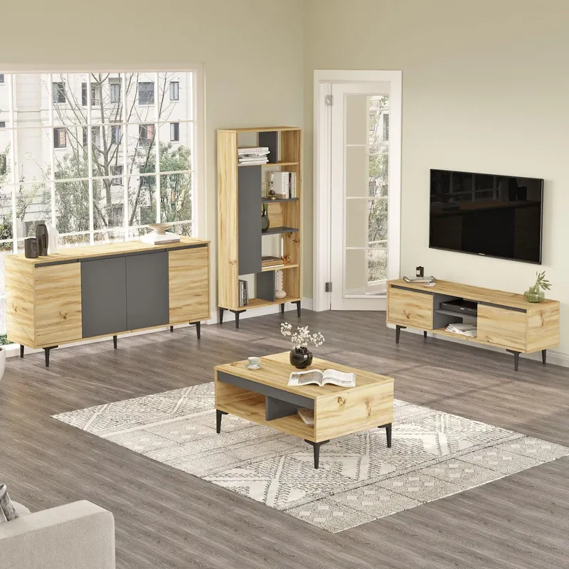Set Mobila Sufragerie AR14-KA, Stejar, 140x48x36 cm - Stejar