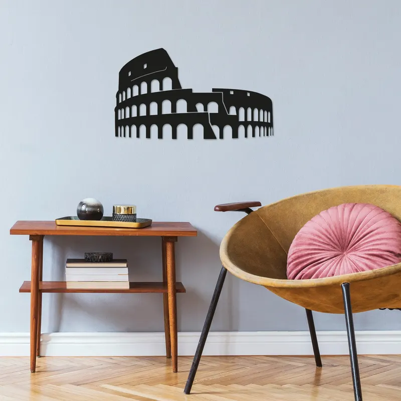 Decoratiune de perete Metal Colessıum-3, Cupru, 28x1x48 cm - Negru