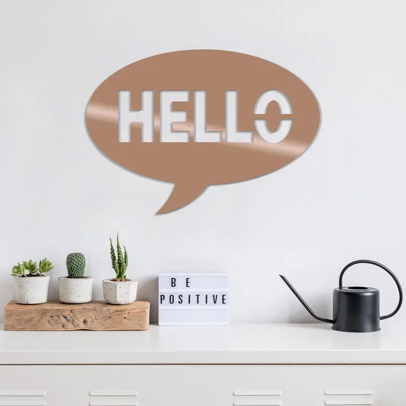 Decoratiune de perete Metal Hello-balloon, Negru, 35x1x49 cm - Multicolor