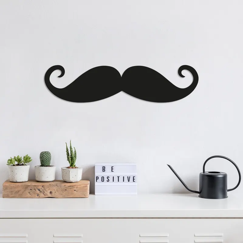 Decoratiune de perete Metal Mustache-2, Negru, 14x1x59 cm - Negru