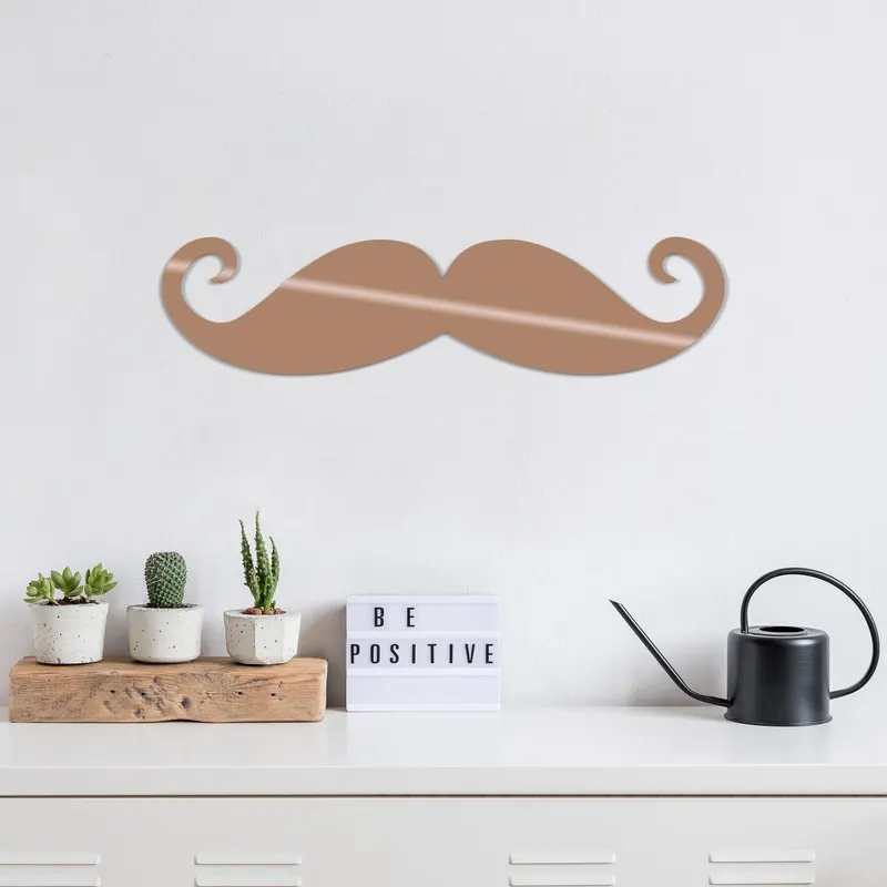 Decoratiune de perete Metal Mustache-2, Negru, 14x1x59 cm - Multicolor