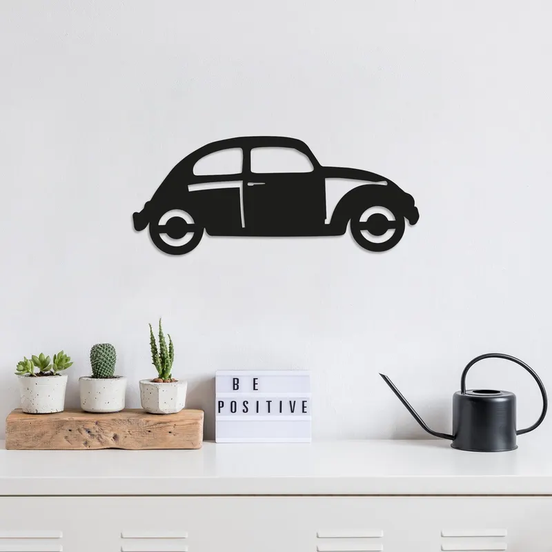 Decoratiune de perete Metal Car, Negru, 20x1x50 cm - Negru