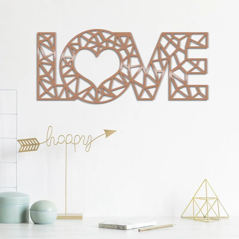 Decoratiune de perete Metal Love-complex, Negru, 20x1x50 cm - Multicolor