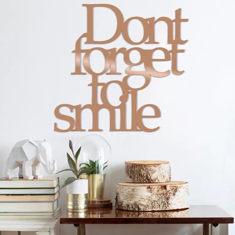 Decoratiune de perete Metal Dont Forget To Smile-motto, 67x70 cm - Multicolor