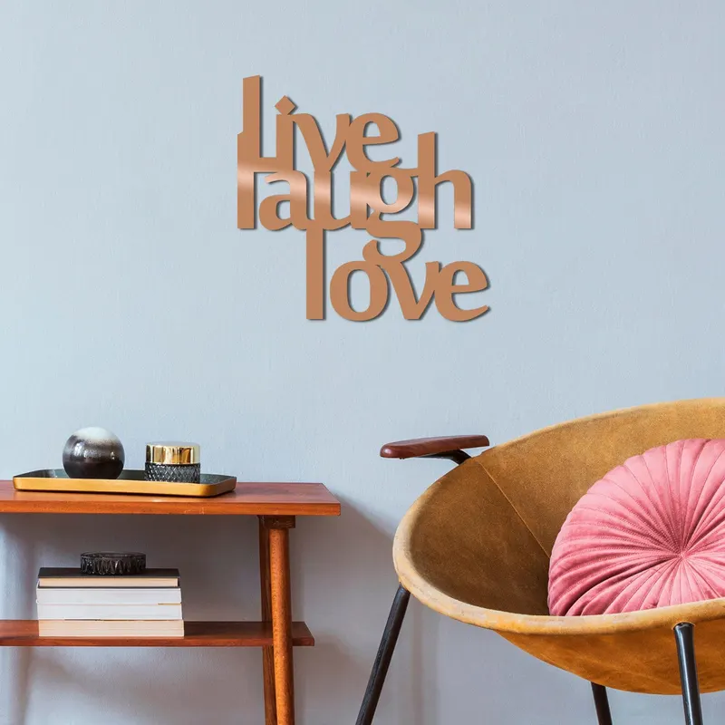 Decoratiune de perete Metal Lıve Laugh Love-metalwall, Cupru, 50x1x50 cm - Multicolor