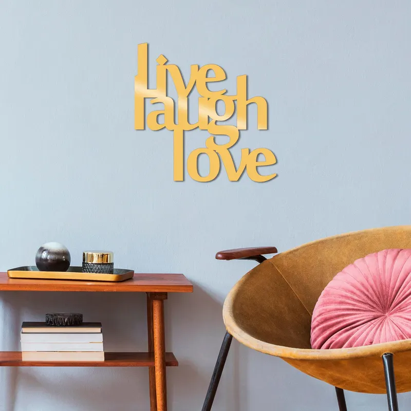Decoratiune de perete Metal Lıve Laugh Love-metalwall, Cupru, 50x1x50 cm - Auriu