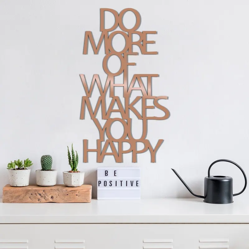 Decoratiune de perete Metal Do More Of What Makes You Happy, 70x41 cm - Multicolor