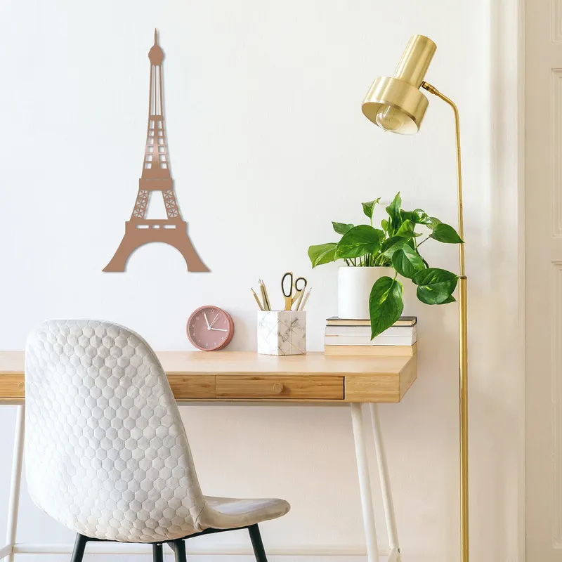 Decoratiune de perete Metal Eıffel Tower - Copper, Cupru, 48x1x22 cm - Multicolor