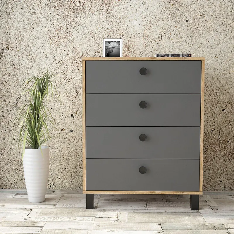 Comoda Genito, 74x94x45 cm - Gri