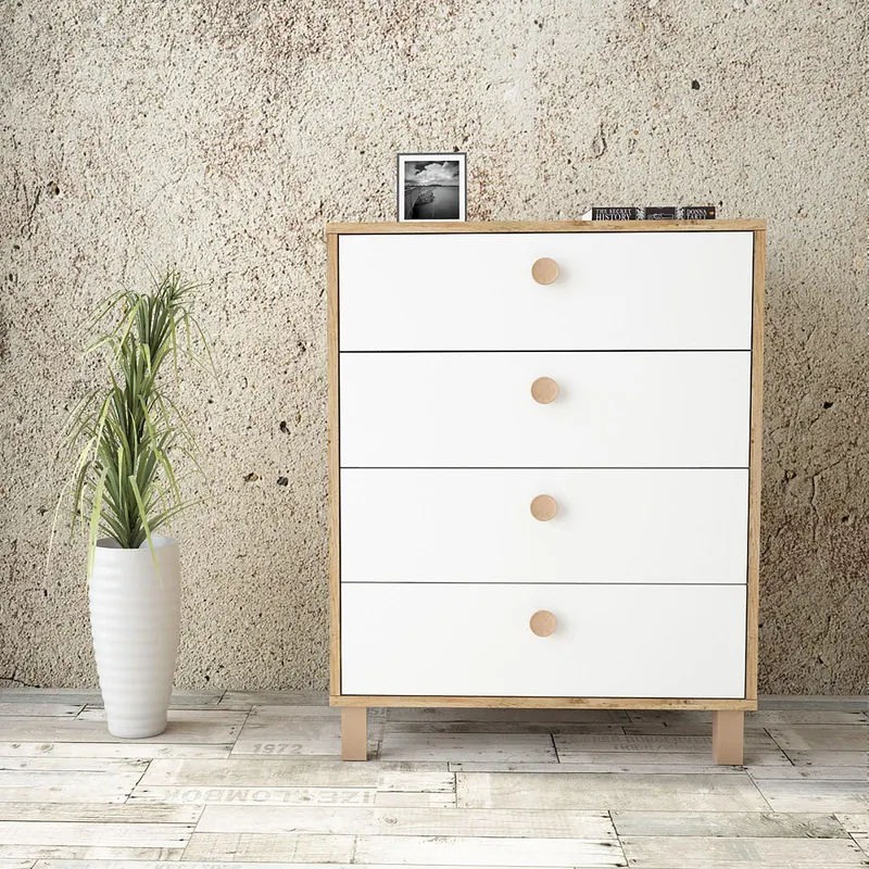 Comoda Genito, 74x94x45 cm - Alb
