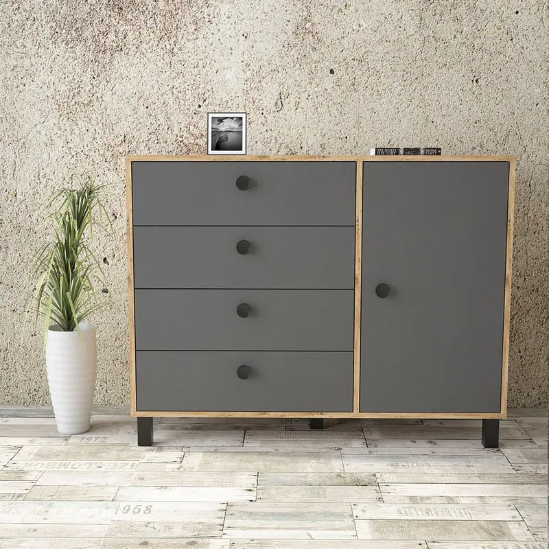 Comoda Sacella, 121x94x45 cm - Gri