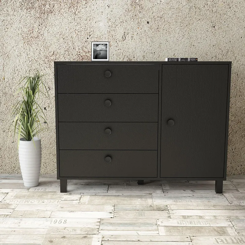 Comoda Sacella, 121x94x45 cm - Negru