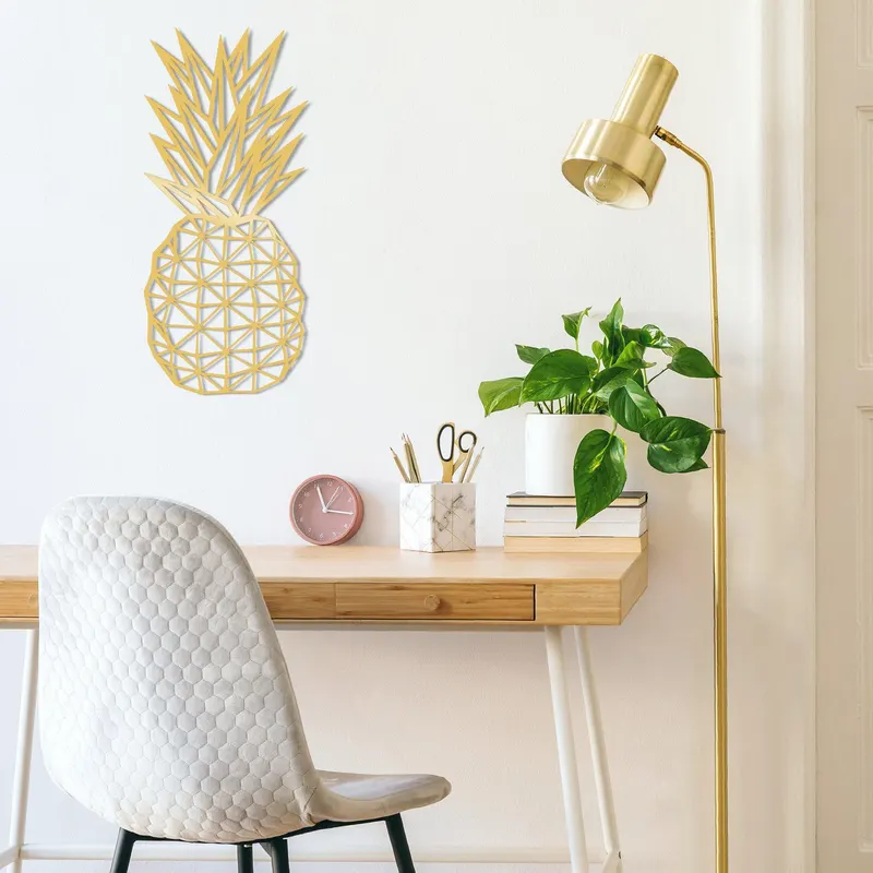 Decoratiune de perete Metal Pıneapple Metal Decor - Gold, Aur, 36x1x22 cm - Auriu