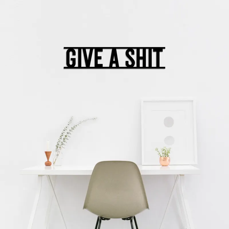 Decoratiune de perete Metal Gıve A Shit metal, Negru, 50x1x13 cm - Negru