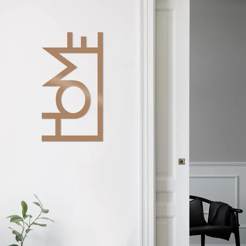Decoratiune de perete Metal Home-metalwall, Negru, 50x1x28 cm - Multicolor